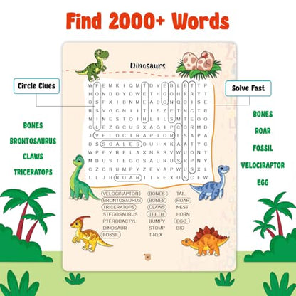 2000+ Word Search Activity Book for Kids, 100+ Fun Topics with 500+ Free Printable Worksheets & Parenting Tips, 6-12 Years (2000+ Word Search Book)