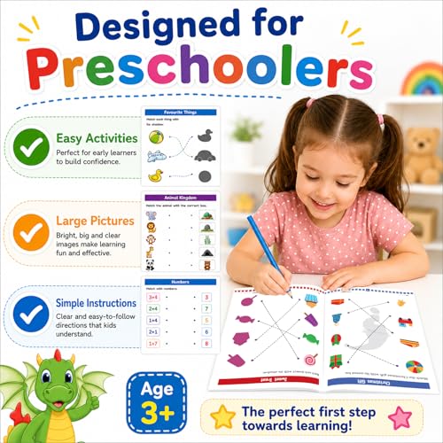 Matching Basic Skills Book for Kids 3+ | Fun Early Learning Activity Book with Shapes, Colors, Numbers & Patterns | Preschool Workbook | Best Educational Gift for Children
