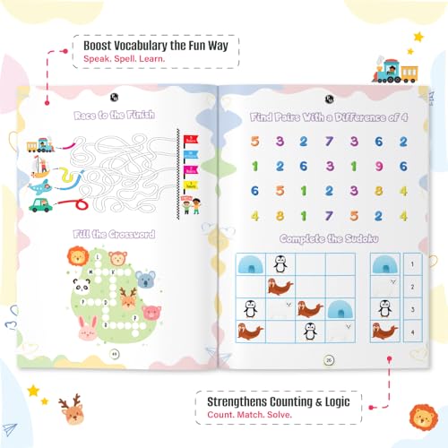 200+ Screen-Free Activities & Games Book For Kids 5+ Years Old | Mazes & Puzzles, Word Games, Crosswords, Patterns & Shapes, Logical Reasoning, Fun Brain Teasing Educational Activity Book For Toddlers