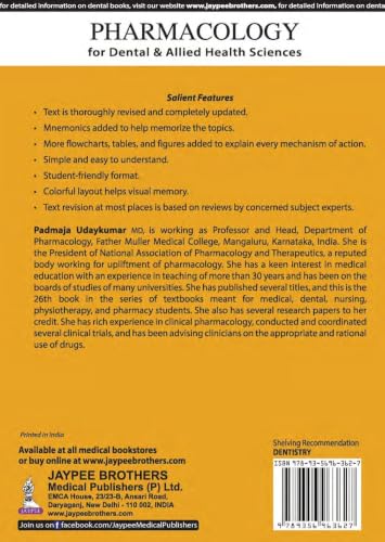 Pharmacology for Dental and Allied Health Sciences, 5/E for BDS and Allied Health Students | Revised Drug Reference with Mnemonics, Flowcharts and Comparative Tables plus Dedicated Dentistry Notes