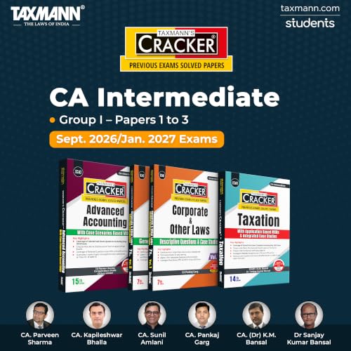 Taxmann's CRACKER COMBO for CA Inter | Sept. 2026/Jan. 2027 Exams | Group I – Papers 1 to 3 | CRACKER Series | Advanced Accounts, Law, and Tax | June 2026 Edition | Set of 3 Books