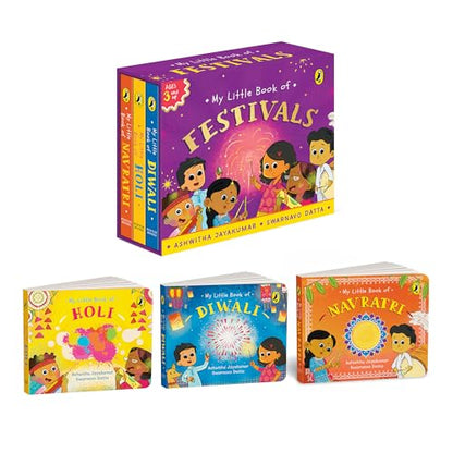 My Little Book of Festivals (Boxset) : Illustrated board books on the Indian festivals of Diwali, Holi and Navratri | Hindu mythology for kids age 3+