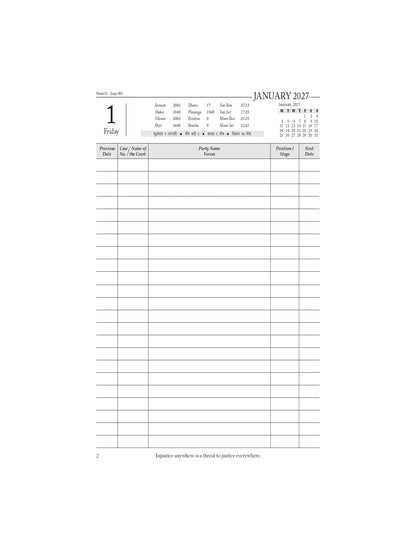 Lawmann's Legal Referencer 2027 | Lawyer's Medium Diary | Size 8.75 * 5.75 Inches | Black Cloth Hardbound | Ad Valorem Fee, Period of Limitation, Offences under BNS & Legal Drafting