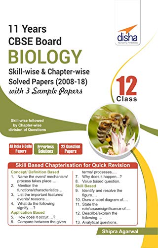 11 Years CBSE Board Class 12 Biology  Skill-wise & Chapter-wise Solved Papers (2008 - 18) with 3 Sam book cover