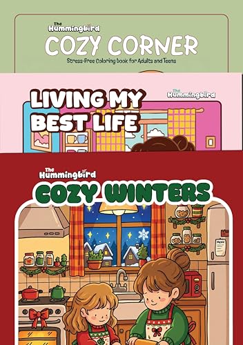 Cozy Colouring Book Bundle for Adults – 3 Relaxing Colouring Books: Cozy Corner, Cozy Winter & Living My Best Life | Mindfulness, Stress Relief, Calm, Self-Care & Creative Me-Time (Cozy Series)