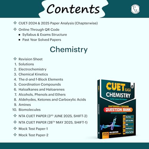 PW CUET UG Entrance Exam Books 2026 – Chemistry | Chapterwise & Topicwise MCQs Question Bank | Theory + Exercises | CUET UG PYQ (2025–2022) | Mock Tests | Latest NTA Pattern