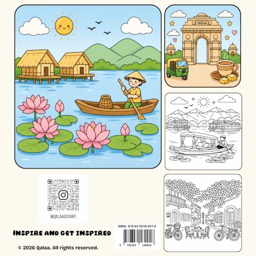 DIVINE INDIA Colouring Book for Adults & Kids | Relaxing Colouring Journey Through India's 28 States & 8 Union Territories | Explore India's Culture | Cute & Easy Designs | 8 x 8 Inch