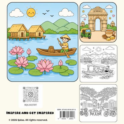 DIVINE INDIA Colouring Book for Adults & Kids | Relaxing Colouring Journey Through India's 28 States & 8 Union Territories | Explore India's Culture | Cute & Easy Designs | 8 x 8 Inch