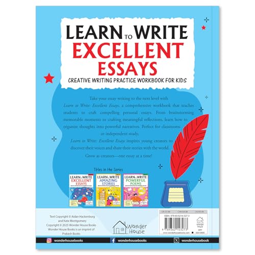 Learn to Write Excellent Essays Step-by-Step Writing Guide for Children | Ages 8–12 | Boost Creative Thinking, Structure & Vocabulary for Confident Essay Writing