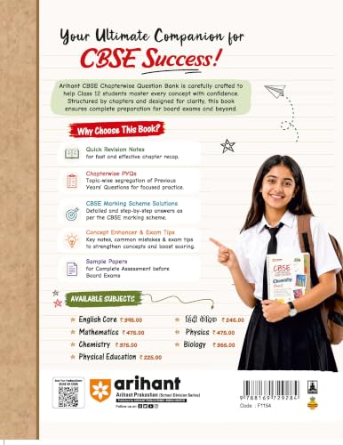 Arihant CBSE Question Bank Class 12 Chemistry For Board Exam 2027 | Chapterwise PYQs (2026–2016) with Revision Theory, Detailed Solutions, Exam Tips & Sample Papers As per Latest CBSE Syllabus