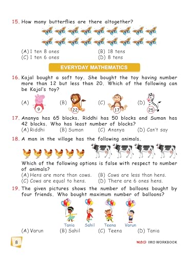 MTG International Mathematics Olympiad (IMO) Workbook Class 1 - Chapter-wise MCQs with Achievers Section - SOF Olympiad Books For 2026-27 Exam