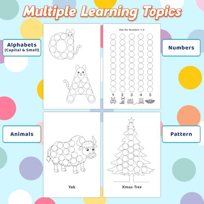 2000+ Dot Sticker Activity Book For 3+ Years Old Toddlers | Fun Sticker Set, Focus Builder, A to Z letters (Uppercase & Lowercase), Numbers 1-10 | Screen-Free Educational Activity For Kids