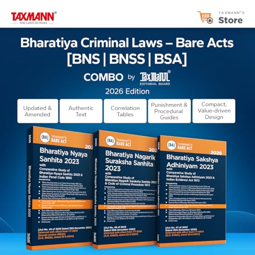 Taxmann's Bharatiya Criminal Laws – Bare Acts COMBO [BNS | BNSS | BSA] – Presenting the Complete | Updated Texts with Comparative Tools | Legislative Aids | Set of 3 Books