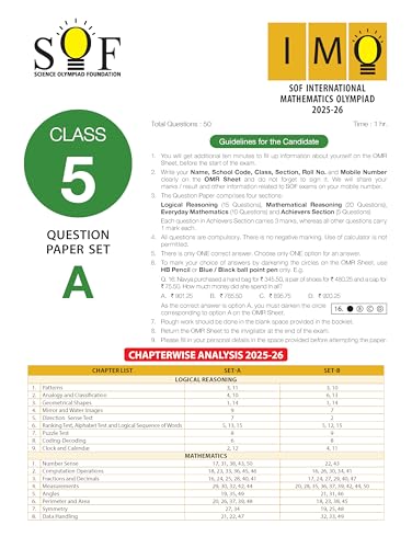 MTG IMO Olympiad 10 Previous Years Papers Class 5 Mathematics (2025-2021 Set A & B) - Model Test Papers with 24 Sample OMR Sheets | PYQ Book For SOF Olympiad 2026-27 Exam