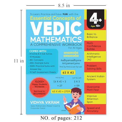 Essential Concepts of Vedic Maths – Comprehensive Workbook for All Ages Speed Math, Tricks & Mental Calculations | Ages 10+ | 5+ Hours of Guided ... Logical Reasoning: Fundamental of Vedic Maths