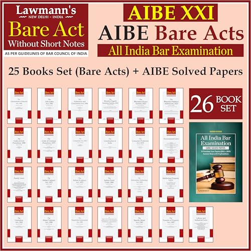 AIBE Bare Acts without Notes and AIBE Solved Papers | Total 26 Book Set | 25 Books Set and AIBE Solved Papers (2011-2025) Combo | Full Syllabus 50+ Acts including AIBE Solved Papers | Edition 2026