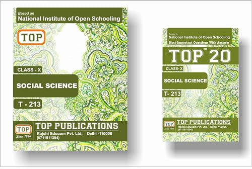 TOP NIOS Class 10 Social Science 213 Guide + TOP 20 Most Important Question Answers (Mini Book) - Set of 2 Books