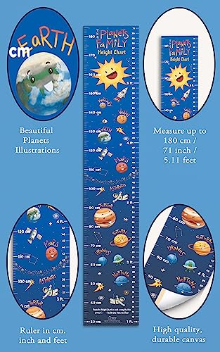 The Planets Family Height Chart (Kids' Height Chart | Height Measuring Scale Sticker | Height Chart Wall Sticker for Children | Nursery Decoration)
