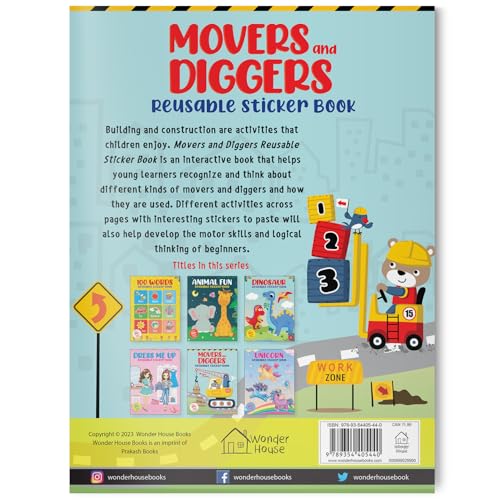 Movers and Diggers Reusable Sticker Book For Children