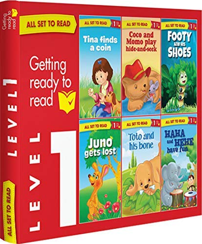 All set to Read- Level 1- Assisted reading with small sentences and pictures- READERS- 6 books in a Red Box