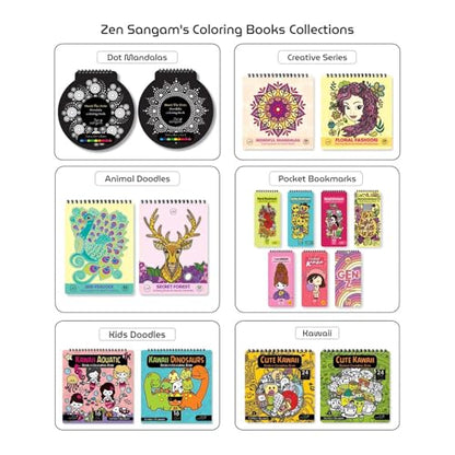 Zen Sangam - Magical Floral Doodle Illustrations Adults Coloring Book - 24 Unique Designs