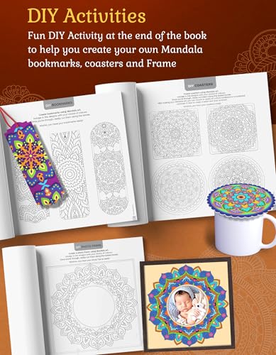 Mandala Colouring Books for Adults & Teens | Relieve Stress & Boost Creativity | 93 Bold & Easy Mandala Designs with DIY Activity Sheet | Coloring reference with QR code | Set of 3