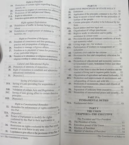 THE CONSTITUTION OF INDIA, COAT POCKET SIZE, PAPERBACK WITH RED TITLE, IN ENGLISH LANGUAGE, 106TH AMENDMENT FROM SAMYAK PRAKASHAN ( GARV UDYAM )