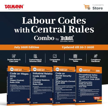 Taxmann's Labour Codes with Central Rules COMBO [Bare Acts with Section Notes | July 2026 Edition] – Code on Wages | IR | Social Security | OSHWC | 4 Books—with Case Laws | Comparative Study | Others