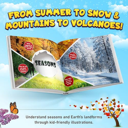First Earth and Beyond Encyclopedia Books for Kids, Explore Space to Mountains, Activity Book for 5-10 Years Old, Fun Learning Book