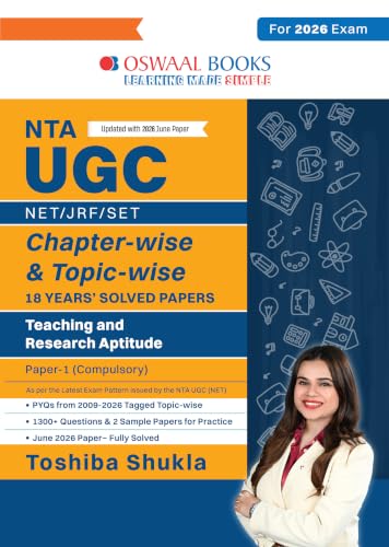 Oswaal NTA UGC NET / JRF / SET Paper 1 | 18 Years' Chapter-wise & Topic-wise Solved Papers (2009-2026) | Teaching & Research Aptitude (Compulsory) | For December 2026 Exam