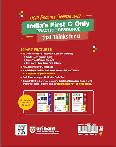 Arihant NEET (UG) 2026-2027 Test Drive 20 Tests, 16 Booklets & 3600 Questions | Physics, Chemistry & Biology | AI-Adaptive Practice with Error Analysis, Smart OMR, Real-Time PYQs & Revision PDF