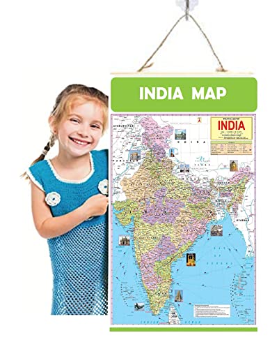 Kerala Map, India & World 47x65 cm (19x26 Inch) Mega Size (3 Charts) - Laminated Early Learning Education Wall Picture Chart | Kerala State, India and World Political Map