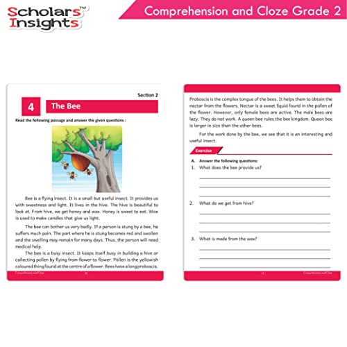 Scholars Insights Comprehension and Cloze Grade 2 - Enrichment Exercises for Reading, Comprehension, Vocabulary, and Grammar Skill Development with Self-Assessment Sheets