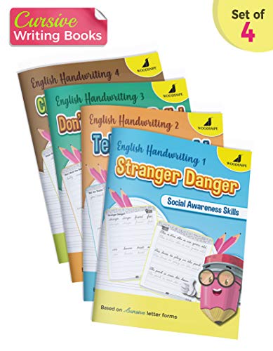 English Cursive Writing Books for 6 to 10 Year Kids | Handwriting Practice Pattern Writing Books | Story Theme Based Practice Activities For Children | Set of 4