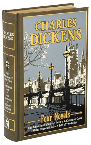 Charles Dickens Four Novels: The Adventures of Oliver Twist, a Christmas Carol, Great Expectations, a Tale of Two Cities (Leather-bound Classics)