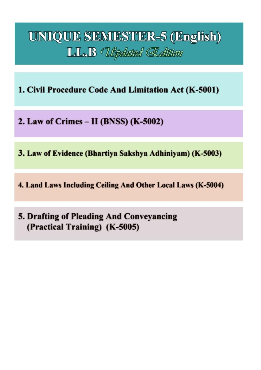 Nitin Prakashans Unique Law Series for CCS University For SEMESTER- 5th With 30 Questions & Answers For LLB Examination. (ENGLISH) EDITION-2025-2026) ... And Conveyancing (Practical Training)