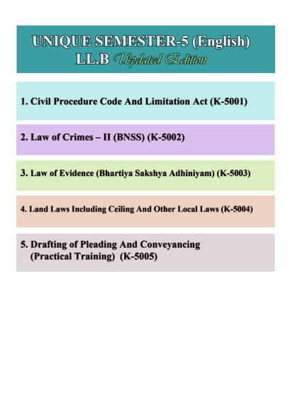 Nitin Prakashans Unique Law Series for CCS University For SEMESTER- 5th With 30 Questions & Answers For LLB Examination. (ENGLISH) EDITION-2025-2026) ... And Conveyancing (Practical Training)