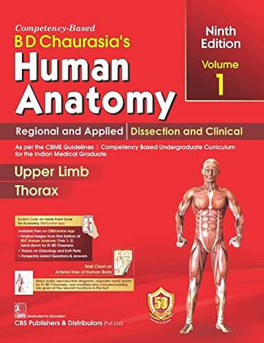 BD CHAURASIAS HUMAN ANATOMY 9ED VOL -1 REGIONAL AND APPLIED DISSECTION & CLINICAL UPPER LIMB THORAX book cover