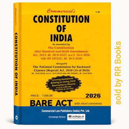 Commercial’s Constitution of India 2026 Bare Act with Short Comments | Updated with 106th Constitutional Amendment Act 2023 | Latest Edition for Law Students, Judiciary Aspirants & Legal Professionals