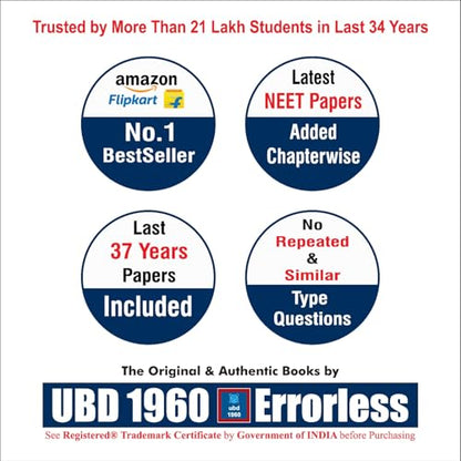 UBD1960 Errorless Physics for NEET as per NMC (Paperback+Smart E-book)Updated New Edition 2027 (2 volumes) Original Errorless Self Scorer Book with Trademark Certificate