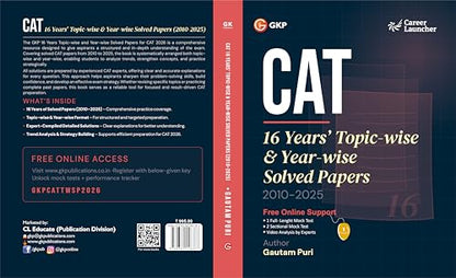 CAT 2026 | 16 Years Topic-Wise & Year-Wise Solved Papers (2010–2025) | PYQ with Detailed Solutions & Trend Analysis | CAT Previous Year Question Bank | By GKP & Gautam Puri