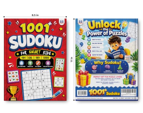 Sudoku Book for Kids | 1001+ Sudoku Puzzle Book for Kids & Adults | Brain Booster Activity Book - 4x4, 6x6, 9x9 & 12x12 Levels | Ages 8+ Years | Two Brothers Publications