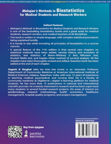 Mahajan's Methods in Biostatistics for Medical Students and Research Workers, 11/E | New Chapters on Nonparametric Tests and Kaplan-Meier Survival Analysis | Chapter-wise Question Bank: 1