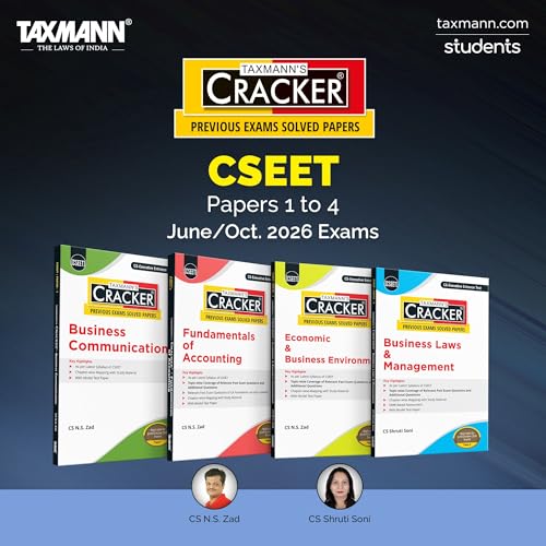 Taxmann's CRACKER Combo for CSEET | June/Oct. 2026 Exams – Papers 1 to 4 | CRACKER Series | BCOM, FOA, E&BE, and BL&M | March/May 2026 Editions | Set of 4 Books