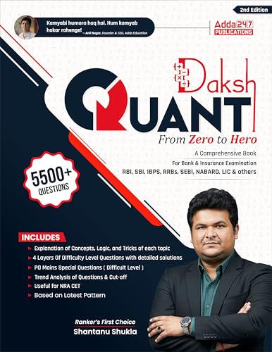 Set of 2 Daksh Quantitative Aptitude 2'0 by Shantanu Shukla | Math| Data Interpretation and Champion Reasoning 3.0 For RBI | SBI | IBPS | RRB | SSC | ... exams (English Printed Edition) By Adda247