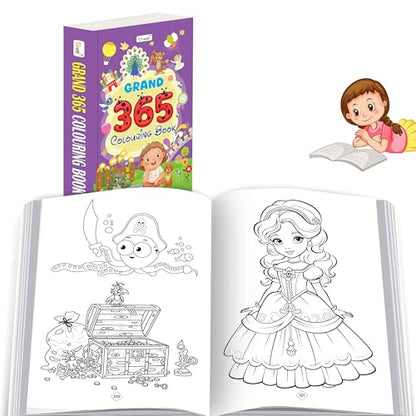 GRAND - 365 Colouring Book :- early learners colouring book, Kids educational book, Jumbo colouring book for kids