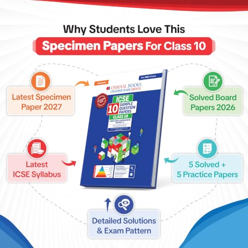 Oswaal ICSE | 10 Sample Question Papers | Class 10 | English Paper-1 (Language) (For 2027 Exam) | Includes–Board Paper 2026 & Specimen 2027 | With On Tips Notes, Mind Maps & Oswaal AI