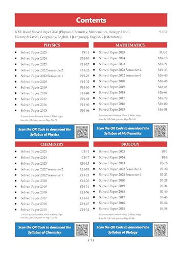 Oswaal ICSE 10 Previous Years' Solved papers | Year-wise (2017-2026) | Class 10 Physics | Chemistry | Maths | Biology | History & Civics | Geography | Hindi | English 1 | English 2 | For 2027 Exam