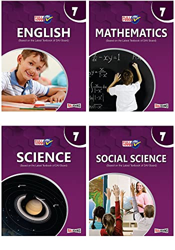 Full Marks Combo: Science, Mathematics, Social Science and English (Based on the Latest Textbook of DAV Board) Class 7 (2022-23) (Set of 4 books)