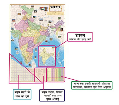 India & World Map (Both Political & Physical) with Indian Constitution & Indian History Chart in HINDI - LAMINATED | Set Of 6| ???? ??? ????? ?? ???????? ?? ????????? ??? ?? ??????? ??? ?????? ?????